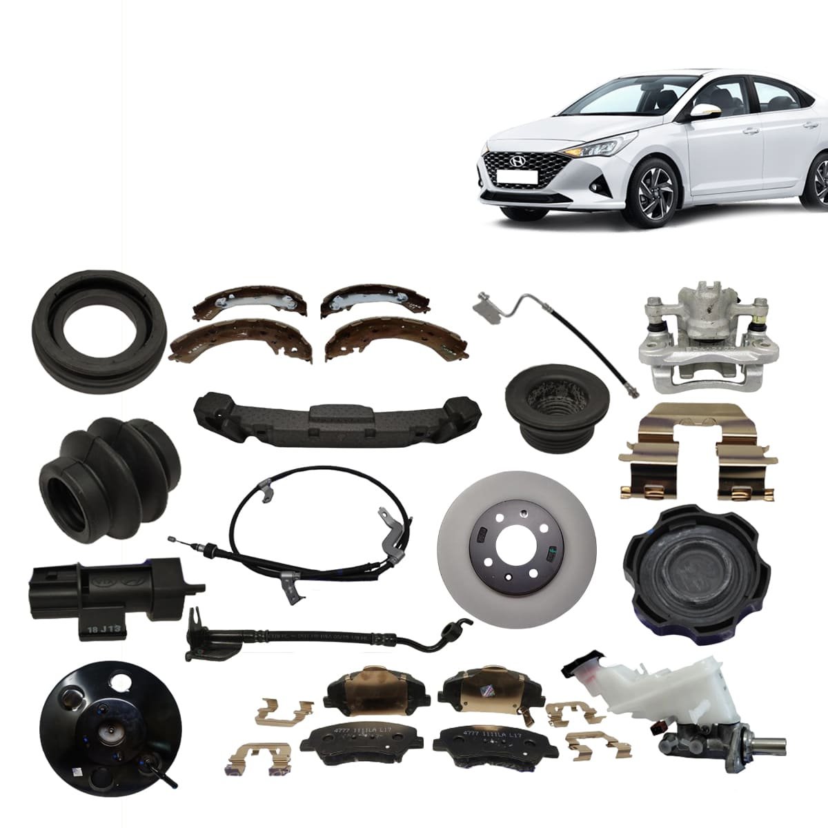 Hyundai Verna Brake Parts - Disc Brake Pad Caliper Shoes Pipe Drum Brake Repair Kit Cable Booster Master Cylinder